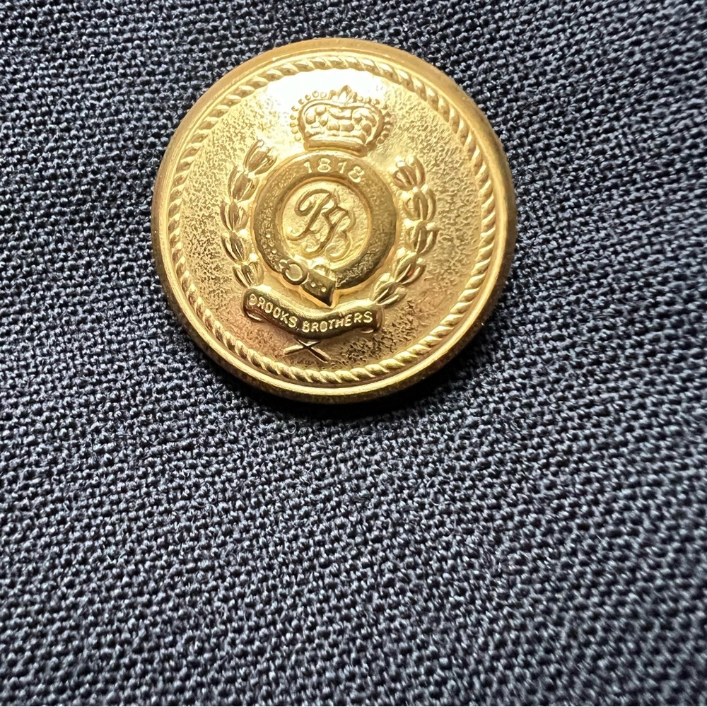 Brooks Brothers Black Double Breasted Blazer Gold Buttons - Picture 5 of 8
